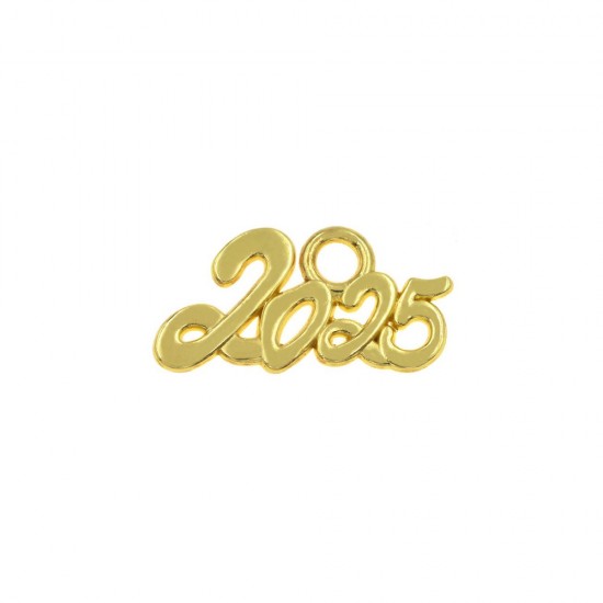 METALLIC PENDANT LUCKY CHARM "2025" 25x13mm GOLD PLATED