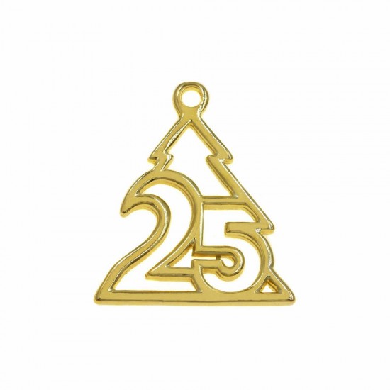 METALLIC PENDANT LUCKY CHARM TREE "25" 31,5x40mm BRASS PLATED