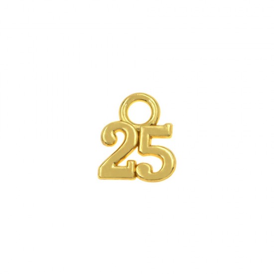 METALLIC PENDANT LUCKY CHARM "25" 10x14mm GOLD PLATED