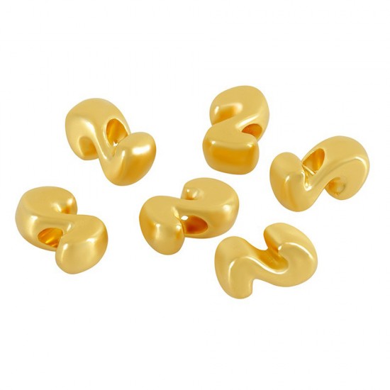 METALLIC SLIDER LUCKY CHARM "2" 5x9mm GOLD PLATED