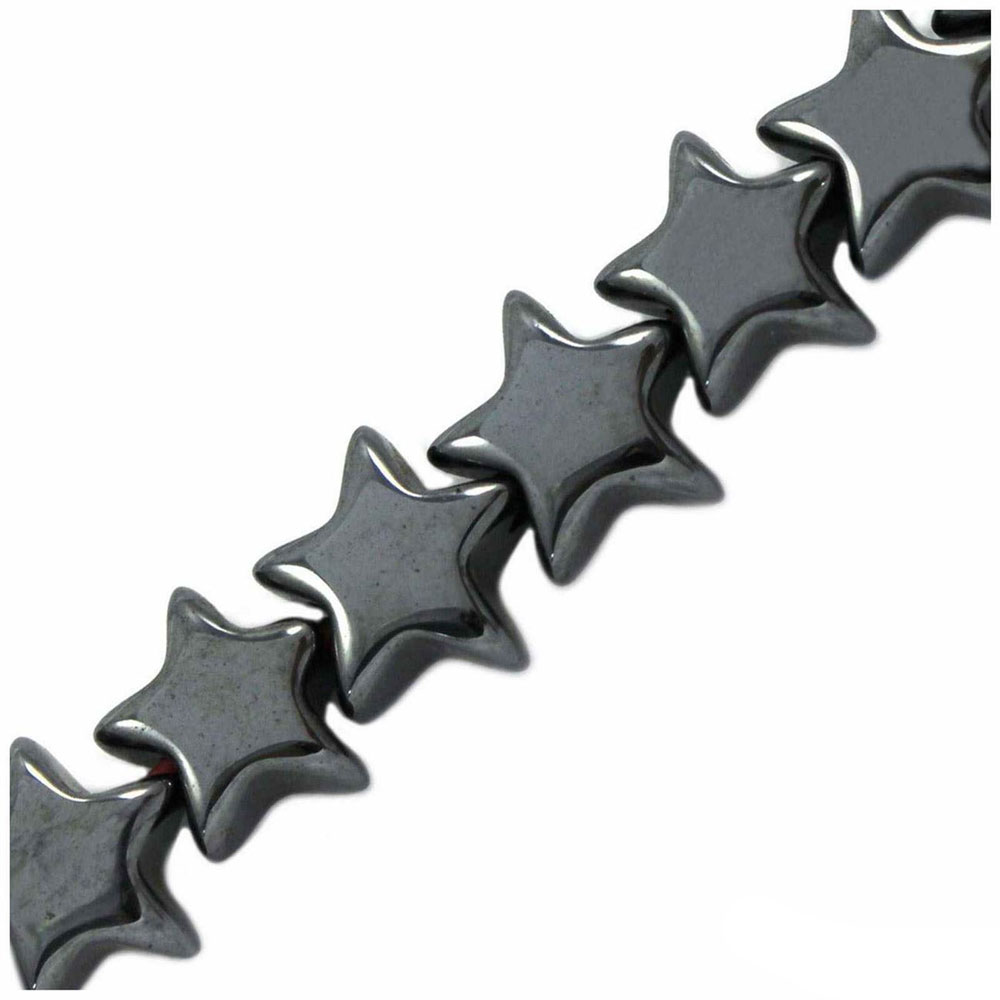 6mm Flat Star Shape, Hematite Beads (16 Strand)