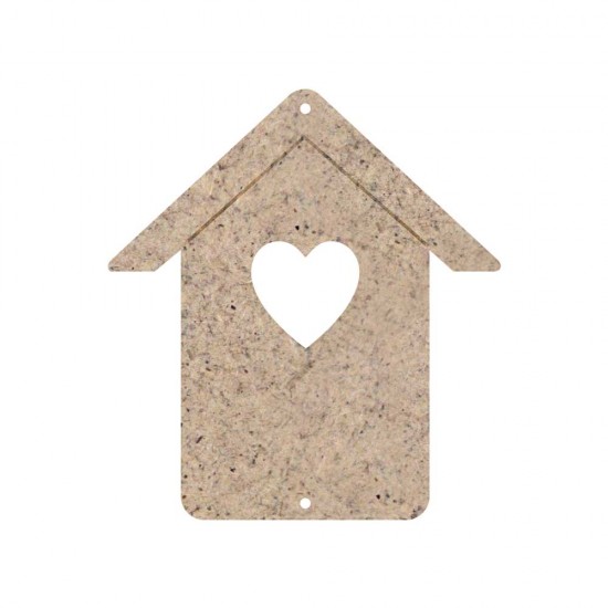 CHRISTMAS ORNAMENT HOME WITH HEART UNPAINTED MDF 8,2X10cm