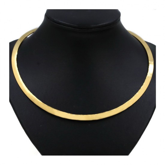 STAINLESS STEEL FLAT COLLAR NECKLACE OPEN, THICKNESS 6mm GOLD PLATED