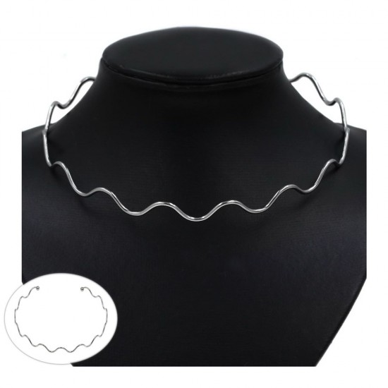 STAINLESS STEEL WAVY COLLAR NECKLACE OPEN, THICKNESS 2mm